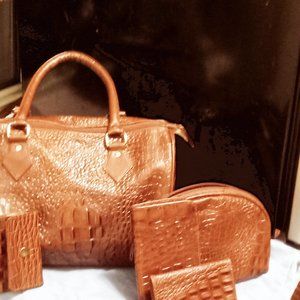 Salvatore Ferragamo Brown Crocodile Crossbody Bag
